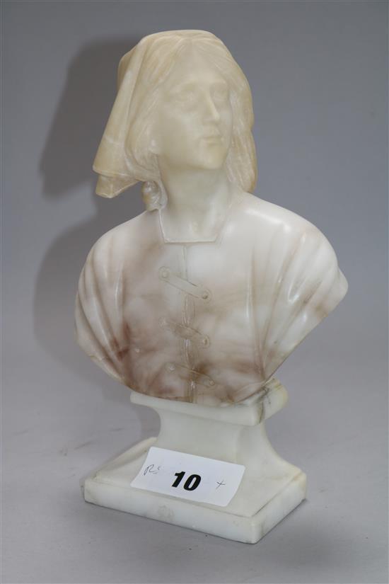 An early 20th century carved alabaster bust 22cm